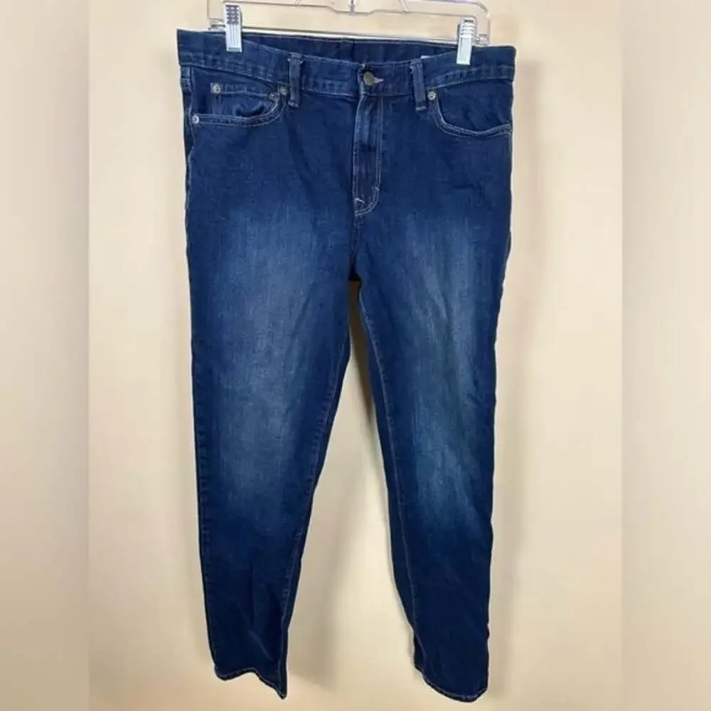 Classic Men's Dark Blue Denim Jeans